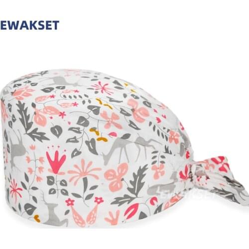 Wholesale Floral printed Scrub Cap pet grooming Work Cap women surgical hat medici uniforms nursing caps for women accessories