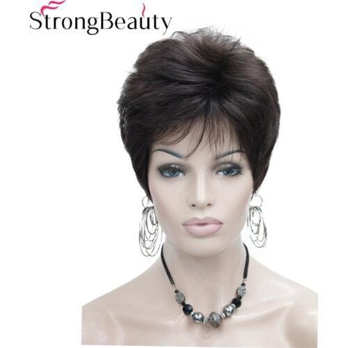 StrongBeauty Short Straight Synthetic Red Orange Brown Blonde Wigs High Heat Resistant Full Wig Many Color For Choose