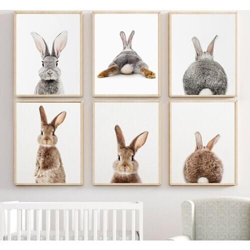 Baby Animal Rabbit Posters and Prints Child Room Decorative Canvas Painting Nursery Wall Art Nordic Picture Kids Bedroom Decor