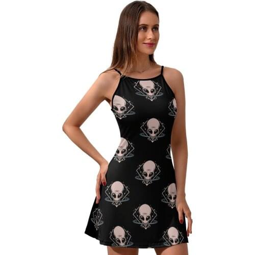 Alien Dress Suspender Vintage Polyester Dresses Female Patterns Autumn New One-Piece Dress