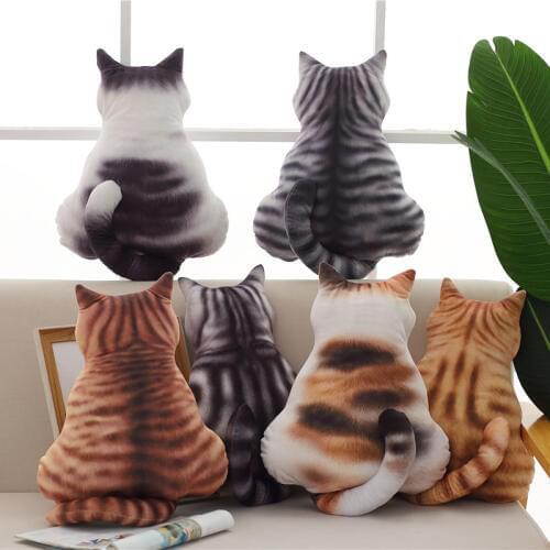 Cat plush toy creative cat back plush pillow real life stuffed animal soft doll home decor cushion funny toys for children