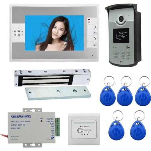7'' LCD Wired Video Door Phone Visual Video Intercom Speakerphone Intercom System With Waterproof Outdoor RIFD IR Camera