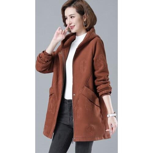 Plus size Sweater Women Korean Windbreaker Autumn Winter Long Trench Coat Chaqueta Mujer Plus Velvet Thick Warm Parka Overcoat