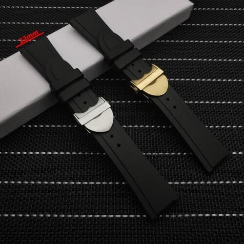 Top quality 22mm watchband Black Waterproof Silicone Rubber Replacement Wrist Watch Band Silver Gold Clasp For Tudor strap tools