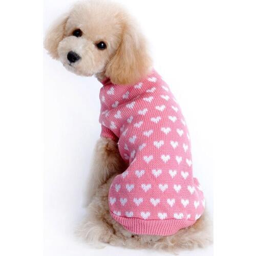 Christmas Autumn/winter Pink White Hearts Dog Sweaters Fashion Cute Dog Winter Clothes Acrylic Fibres Wedding Small Dog Clothing