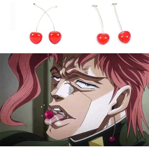 Anime JoJo Bizarre Adventure cosplay prop JOJO Kakyoin Noriaki Cherry Stud earring Metal earring jewelry accessories eardrop
