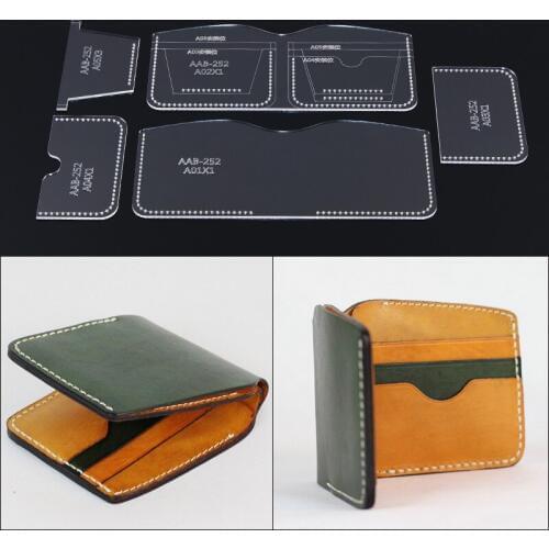 1Set Leather Craft Short Style money clips bag women wallet Sewing Pattern Acrylic Stencil Templatev 11*9.5*1.5cm