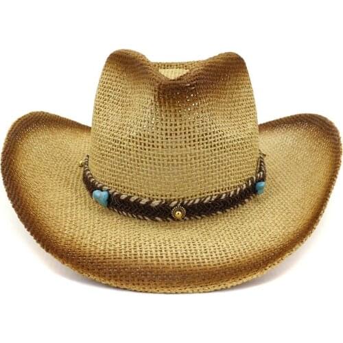 2020 New Fashion Summer Sun Cowboy Hat Hand-crafted Panama Beach Wide Brim Cap for Men Women Straw Hats