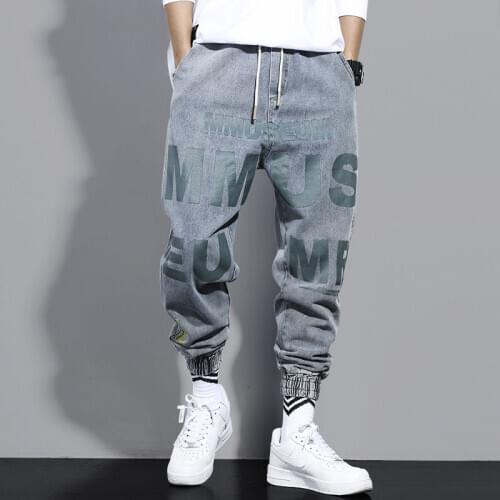 2020 Mens Harem Pants Fashion Mens Jeans Mens Cargo Pants Loose Korean Harajuku Ins Casual Joggers Pants Streetwear Pants