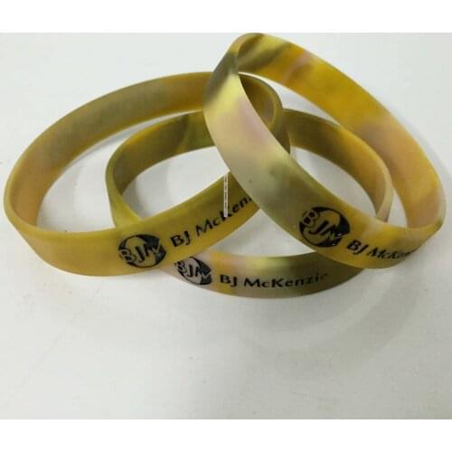 Silicone Rubber Bands Promotional Silicon Wrist Band Custom Logo Print Section Mixed Rainbow Silicone Bracelet