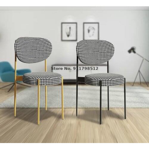 Nordic light luxury backrest dining chair stackable modern small apartment home dining chair net red simple makeup stool
