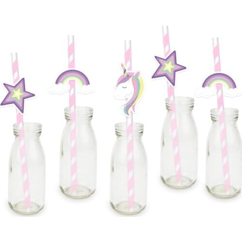 Rainbow Unicorn Straw 25PCS For Paper Straws Birthday Party Festive Supplies Decoration Paper Drinking Straws