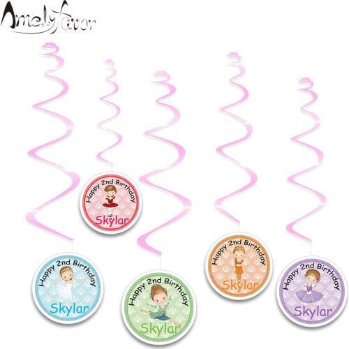 Ballerinas Theme Ceiling Hanging Swirl Decoration Ballet Girls Label Logo Grand Event Birthday Party Decorations Supplies