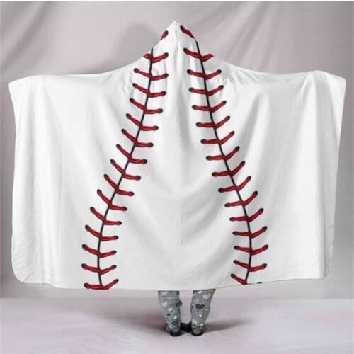 Spring Baseball Football Hooded Blanket Coral Fleece Hoodie Blankets For Adults Kids Travel Sofa Bed Home Throw Blanket