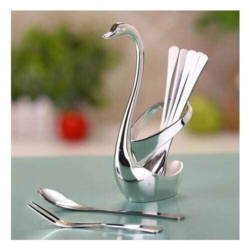Upscale Swan Fruit Fork Kit Styling Cutlery Set Creative Cooking Tools Fashion Dinnerware Set