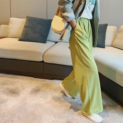 2021 Womens High Waist Green Wide Leg Pants Za Woman Y2k Clothes Harajuku Urban Cargo Korean Capris Sets Suits Office Oversize