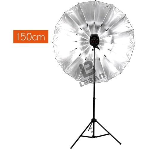 Godox Studio Photogrphy 60" / 150cm Black Silver Reflective Lighting Light Umbrella +2m Light Stand +Type B Flash Hot Shoe