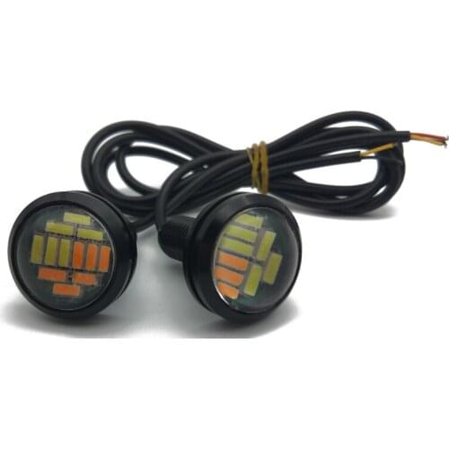 1pair(2pcs) Car Led Motorcycle Eagle Eye 23mm 4014 12SMD White Amber Switchback Dual Color Daytime Running LightsL Turn Signa