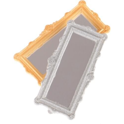 1PCS 1/12 Scale Metal Practical Bathroom House Miniature Vintage Glod Sliver Rose Gold Vanity Mini Mirror Dolls Furniture Toy