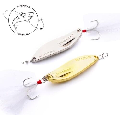 1Pcs Gold Silver Sequins Metal Spoon Fishing Bait Lure 20g Wobblers Feather Hooks Crankbait Artificial Carp Bait