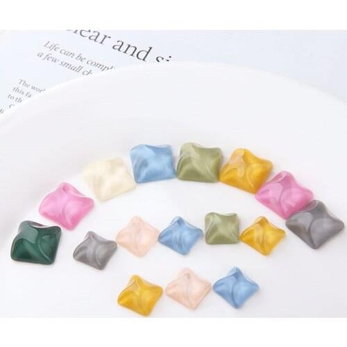 10pcs Jelly Color non-porous Translucent Water Ripple Resin Size Square Patch Earrings For Women Vintage Diy Handmade Jewelry