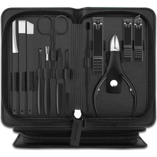 13pcs Cutters For Manicure Stainless Steel Thick Nail Clipper Ear Spoon Pedicure Nail Scissors Tools Household Nails Zipper Bag