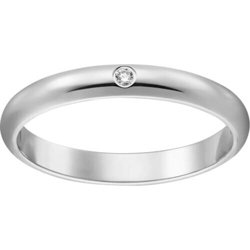 14K Au585 White Gold Ring Lovers Wedding Anniversary Engagement Ring 0.01 Carat Real Diamond Classic Trendy Romantic Simplicity