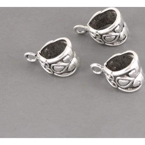 20pcs Silver Color Bail Bead Clasps Connector Charms Spacer Beads Pendant For DIY Handmade Jewelry Making Accessorie