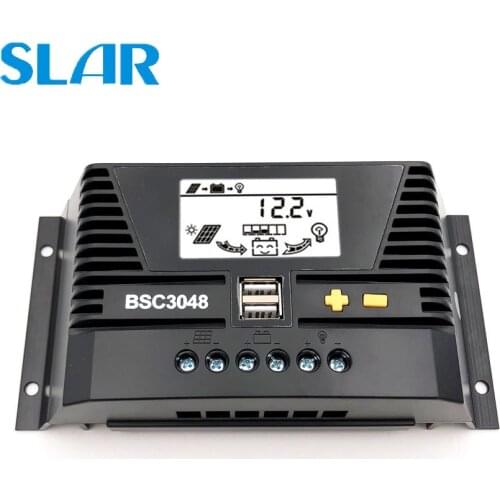 20A 30A 60A 80A Solar Charger Controller Auto 12/24/36/48V Backlight Solar Panel lithium Battery 3.7V Regulators LCD 5V Two USB