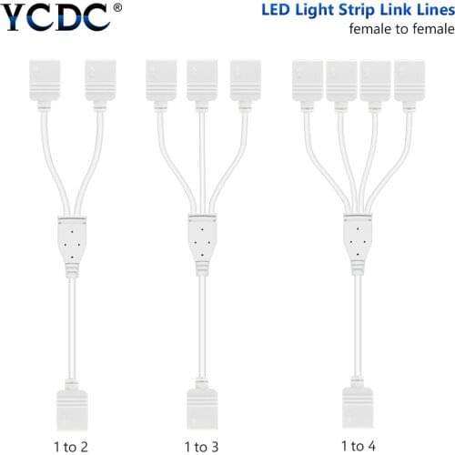4 Pins RGB LED tape Connector 1 to 2 3 4 plug power Splitter Cable 4pin needle female Connector wire for RGB Led Strip Light