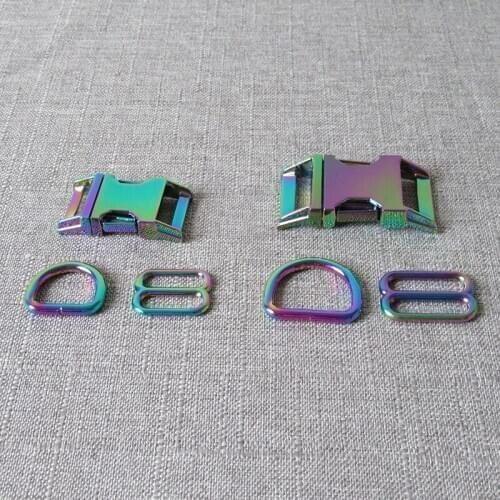 50sets 20mm 25mm Wholesale Dog Collar Paracord Metal D Ring Clasp Buckle Hardware Slider Loop Strap Bags Belt Adjuster Accessory