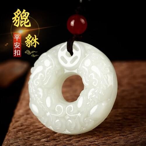 7A natural hetian green jade pendant prayer for peace handcarved jade necklace men women jade jewelry