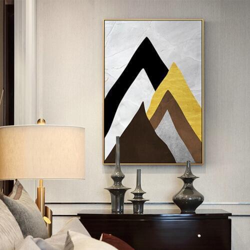 Abstract Gold Scenery Mountain View Color Blocks Poster For Tableau Decoration Murale Salon Modern Bedroom Minimalist Home Decor