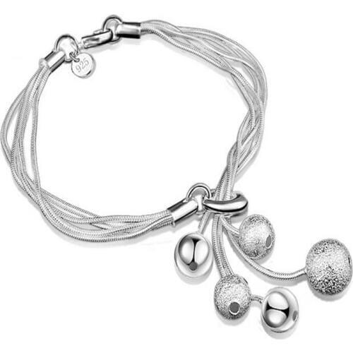 XIYANIKE New Arrival 2017 Sterling Silver Hot Sale Hanging 5 Beads Bracelet For Women Gift bracelets & bangles Pulseira VBS4019