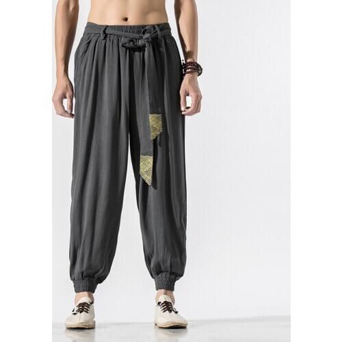 Streetwear Men Trousers Cotton Linen Harem Pants Joggers Chinese Style Mens Casual Pants Sweatpants Male 2020 New Large Size 5XL