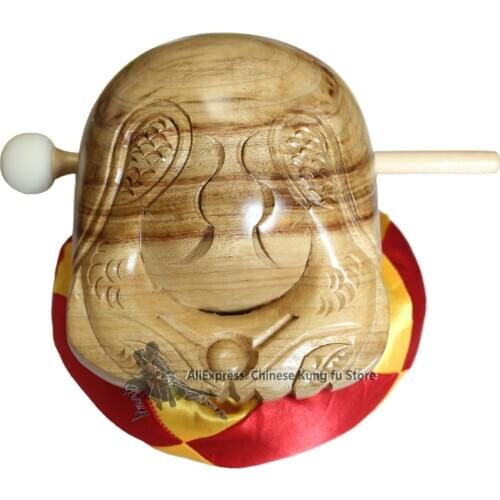 5" Buddhist Monks Natural Color Wooden Fish Mokugyo Temple Block Zen Drum