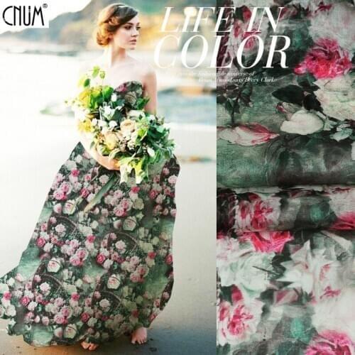 CNUM SO126 100% Natural Silk Organza/ Baskets Rose/Silk Fabric /Width 1.48yd Thickness 6mm