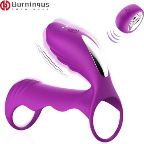 Male Penis Vibrating Ring Delay Ejaculation Cock G Spot Stimulator Clitoris Massager Anal Dildo Vibrator Sex Toys For Men Women