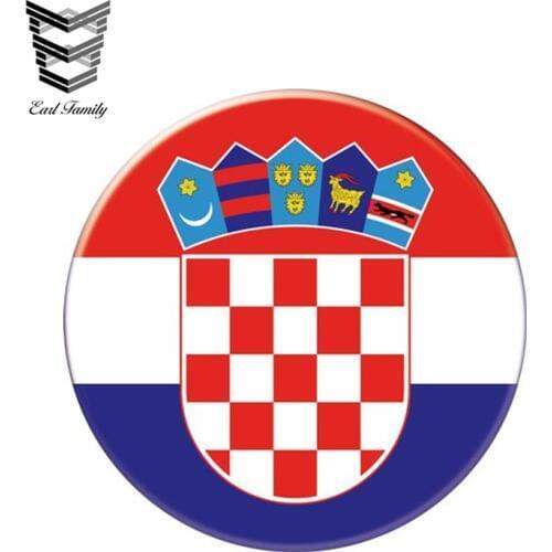 EARLFAMILY 13cm x 13cm Auto Moto Bike Suitcase Laptop Flag Round Croatia Decal Reflective Car Sticker Waterproof 3D Car Styling