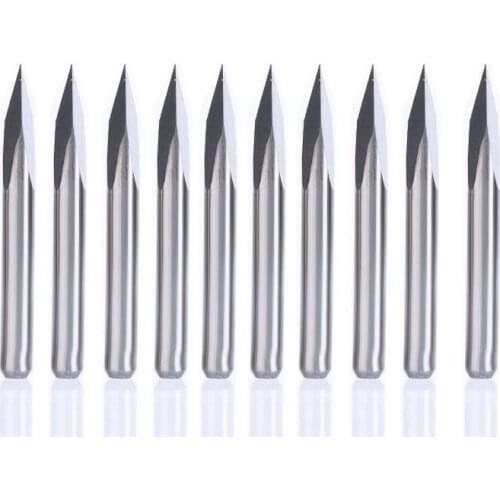 10Pcs 30 Degree Carbide Steel CNC Router Tool Pyramid Engraving Bits Jade Copper