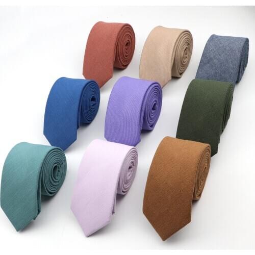 High Quantity Cotton Ties Mens Solid Color Grid Tie Narrow Necktie Slim Pinstripe Skinny Cravate Narrow Thick Neckties