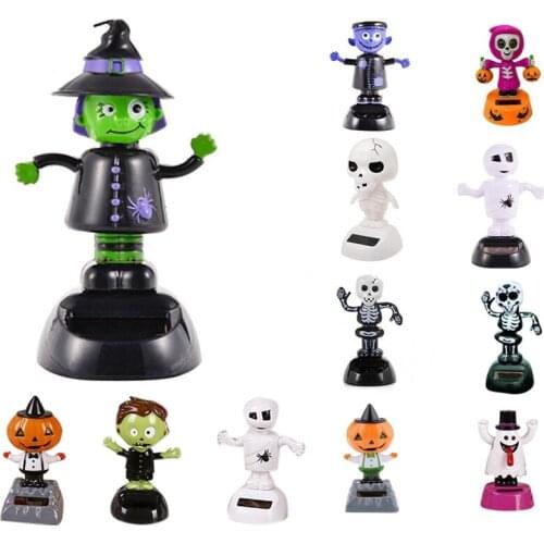 Halloween Witch White Ghost Pumpkin Skull Decoration Shaking Head Doll Ghost Festival Decoration Props Car Decoration