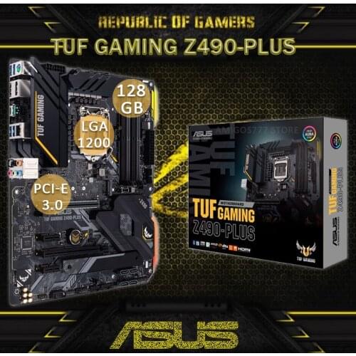 LGA 1200 Asus TUF GAMING Z490-PLUS Motherboard DDR4 128GB PCI-E 3.0 M.2 SSD CrossFireX Overlocking Desktop Z490 Placa-Mãe 1200