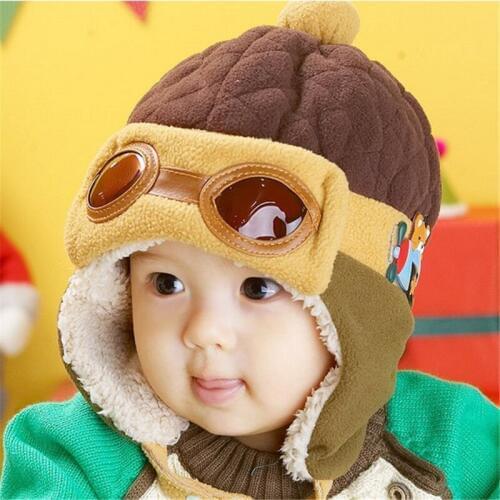 Cute aviator hat Child earmuffs Baby plus velvet warm hat Childrens hat Winter earmuffs photography dress up