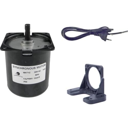 CHANCS 60KTYZ 220V 2.5RPM Geared Motor Synchronous With Bracket Support Fixed Base And Power Cord Switch Plug 1.5m