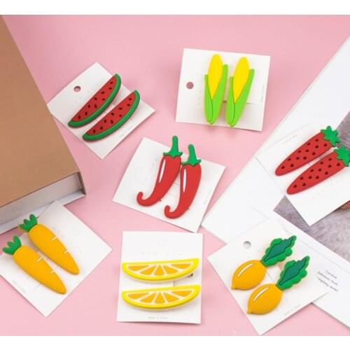 Cartoon New Soft Duckbill Clip Does Not Hurt The Hair Fruit Set Cute Baby Childrens Hair Clip