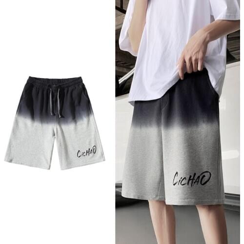 Men Tie Dye Casual Streetwear Shorts Cotton 2020 Summer Mens Print Running Shorts White Gradient Sweat Pants Plus Size