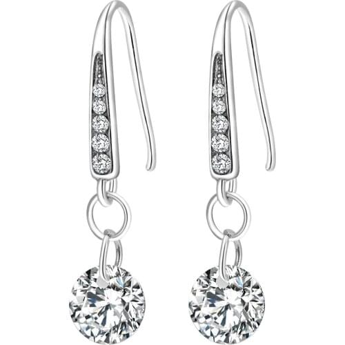 Women Wedding Luxury Earring Statement CZ Trendy Earrings Rhinestone Sliver Plated Long Drop Earring Jewelry Engagement Gift