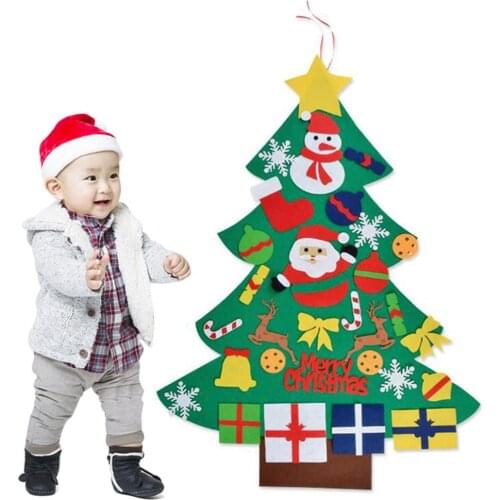 Wholesale Felt Christmas Tree 3ft Diy Christmas Tree With 26pcs Ornaments For Kids Christmas Gifts Home Door Wall Decoration