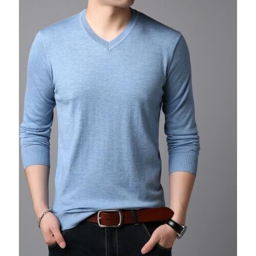 Autumn And Winter New Style Mens Sweater Fashion Leisure Wool Pullover V-neck MENS Bottoming Shirt Manufacturer Direct